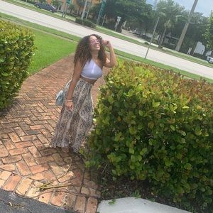 High waist snake print flowy pants